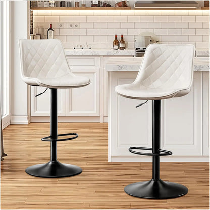 Modern Bar Stool Height Adjustable Scratch-Resistant Leather Bar Chair X-Large Base and Seat Bistro Stool,Kitchen Counter Chair
