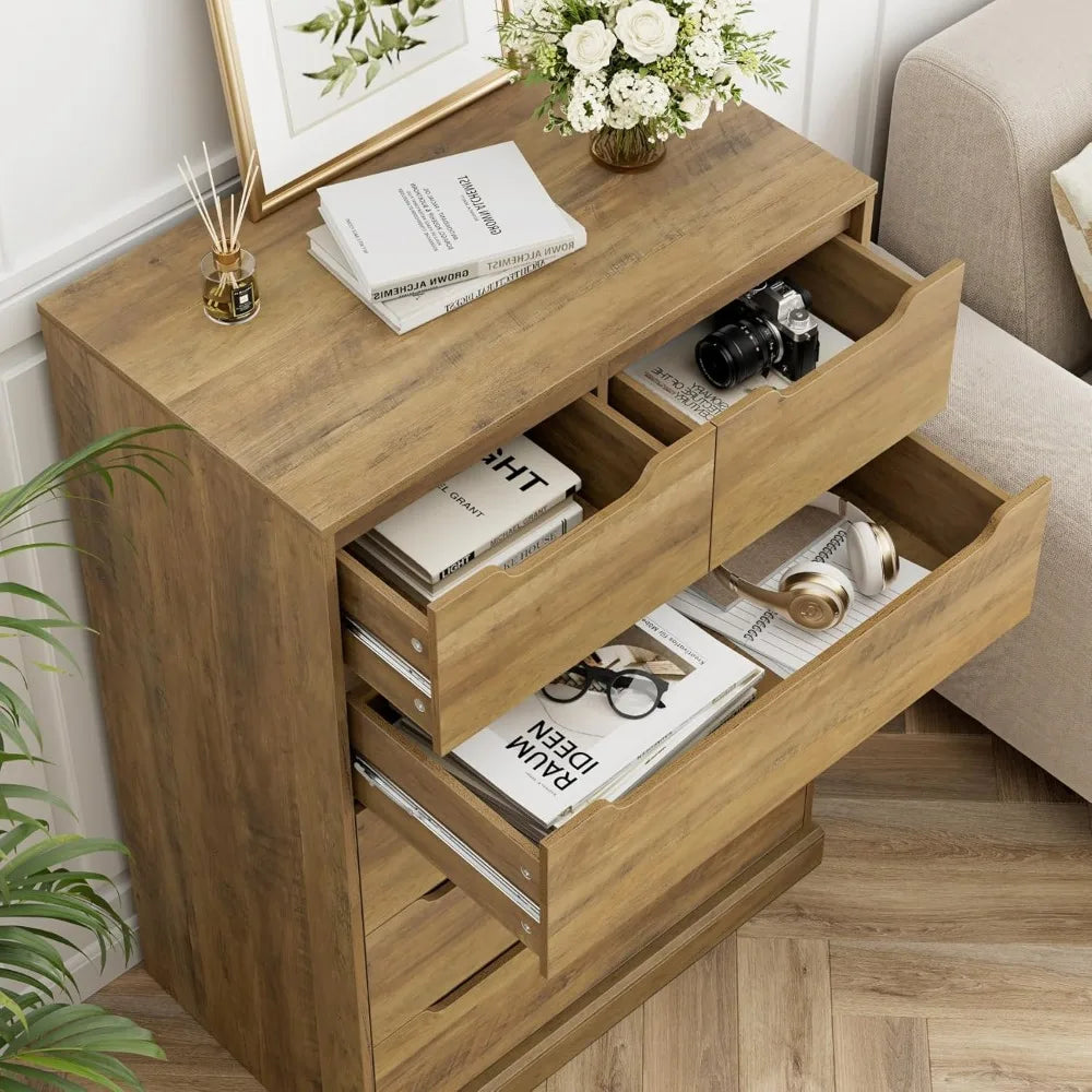 Modern 6 Drawer Dresser for Bedroom, Tall Chest of Drawers with Storage, Large Wood Storage Chest Organizers