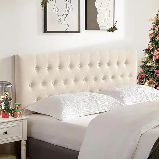 Tufted Upholstered Headboard Queen Size, Solid Wood Head Board with Durable Metal Legs, Adjustable Height Bed headboard from 37”