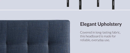 Lily Tufted Linen Fabric Upholstered Twin Headboard in Navy