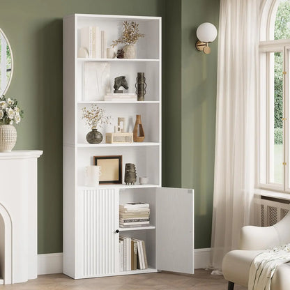Bookcases and Bookshelves, Bookshelf with Doors and Storage, Industrial Tall Book Shelf for Living Room, Home Office