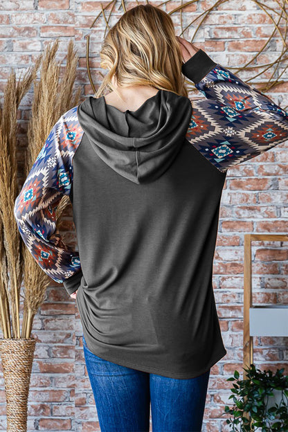 Cozy Chic Half Button Hooded Long Sleeve Top