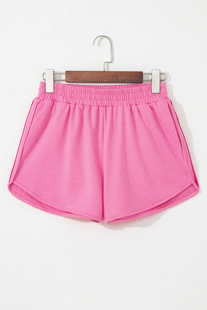 Beau Blue Color Block Stripes Elastic High Waist Active Shorts