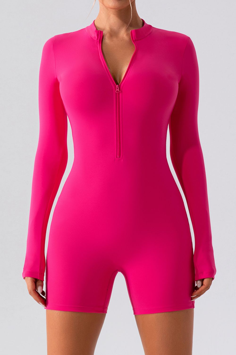 Long Sleeve Active Half Zip Romper