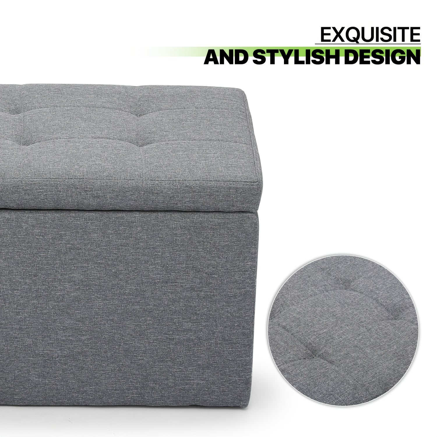 Set of 3 Large Storage Ottoman Bench Set, Combination Ottomans, Tufted Footrest Stool Footstool Bench