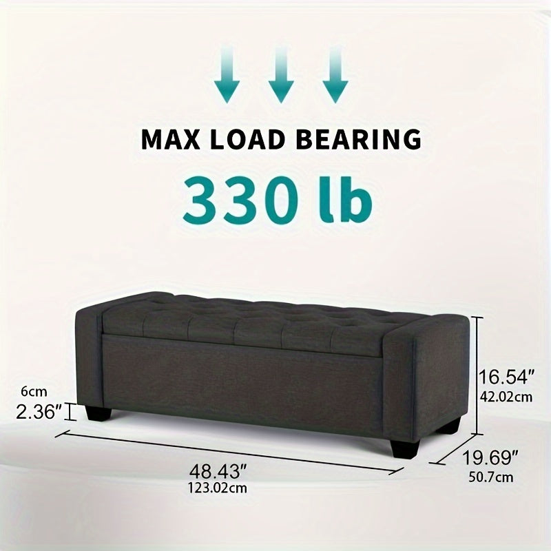Home Ottoman with Storage, Storage Ottoman Bench with Safety Hinge, Upholstered Storage Bench with Seating for Bedroom, Living Room, Holds up to 330 lb