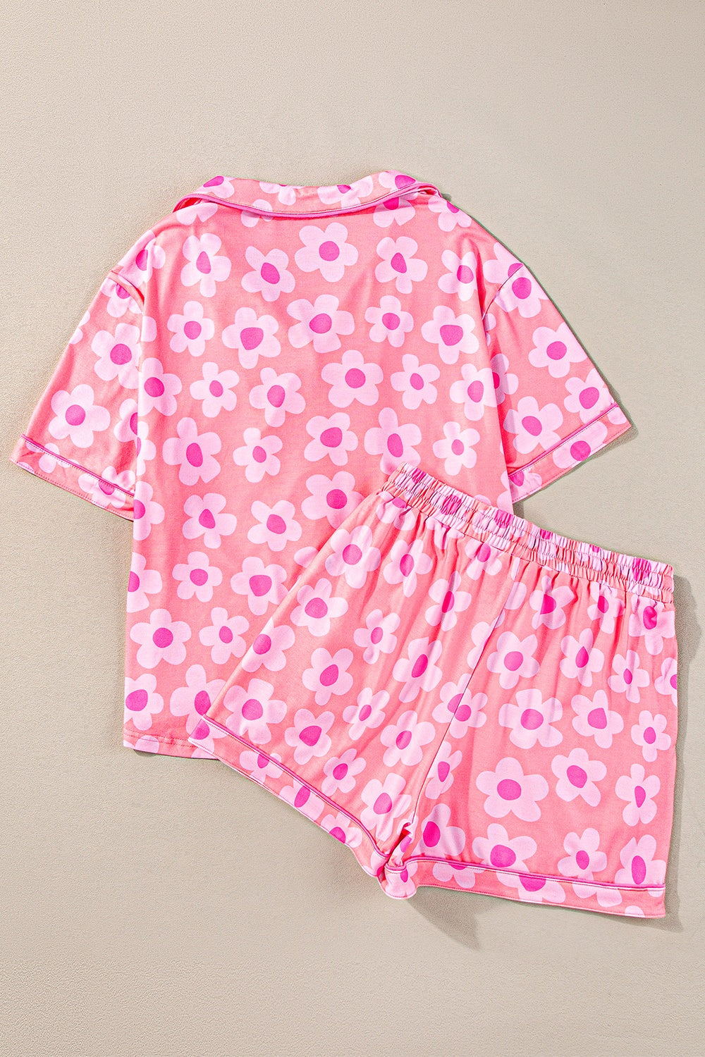 Lounge Set with Pocketed Flower Half Sleeve Top and Shorts