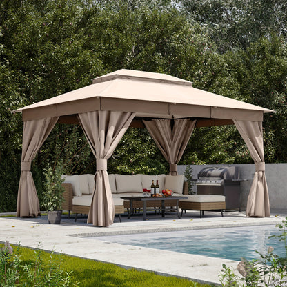 Outdoor Patio Gazebo With Expansion Bolts, Double Roof
