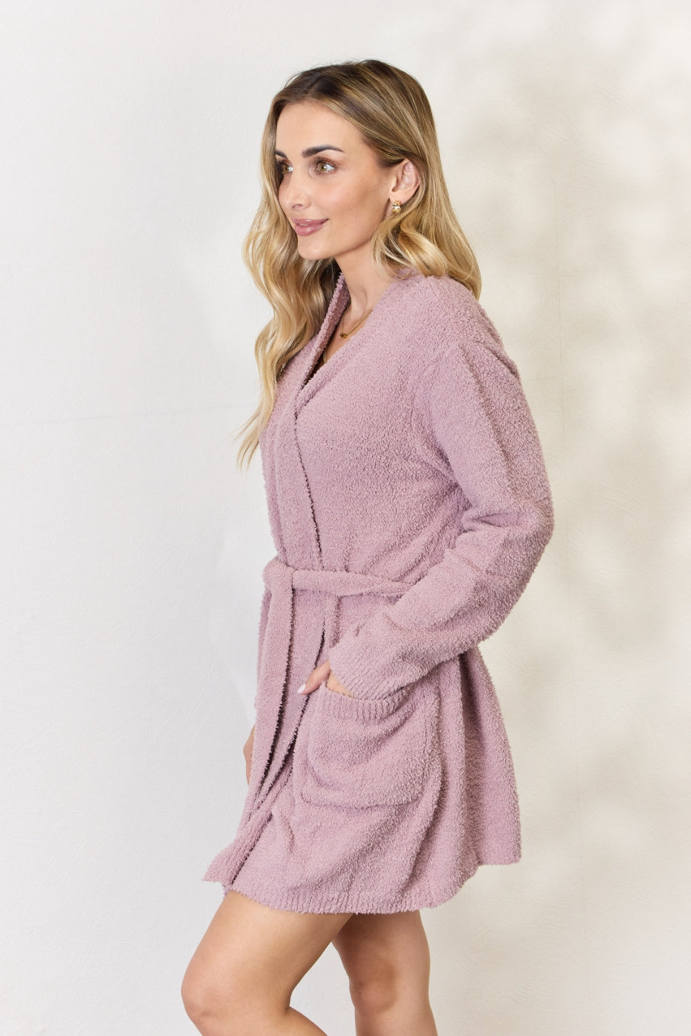 Hailey &amp; Co Tie Front Long Sleeve Robe