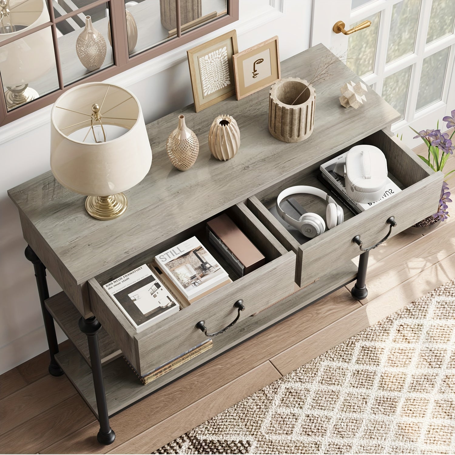 Console Table - Versatile Sofa Table Elegant - Brown