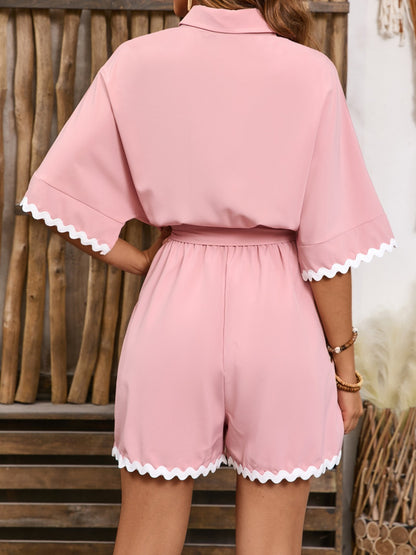 Contrast Trim Half Sleeve Romper