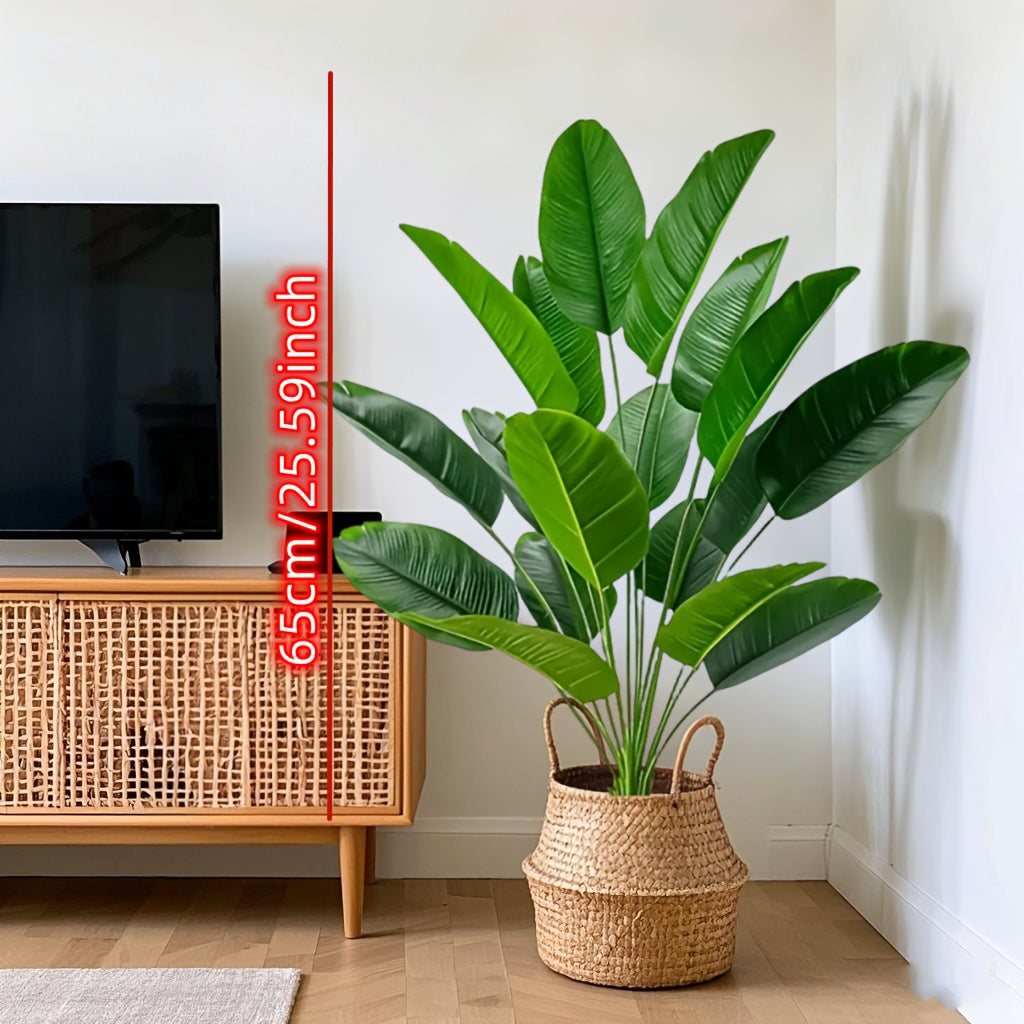 2pcs Realistic Artificial Banana Plants, Outdoor Artificial Green Plant with 24 Large Leaves, Suitable for Indoor/Outdoor Decoration