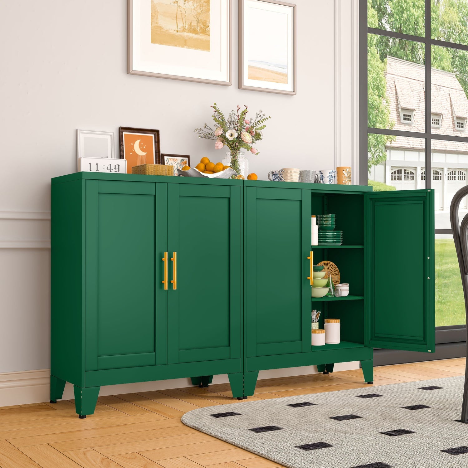 35.83&quot; Metal Storage Cabinet Sideboard with Adjustable Shelf and Double Doors