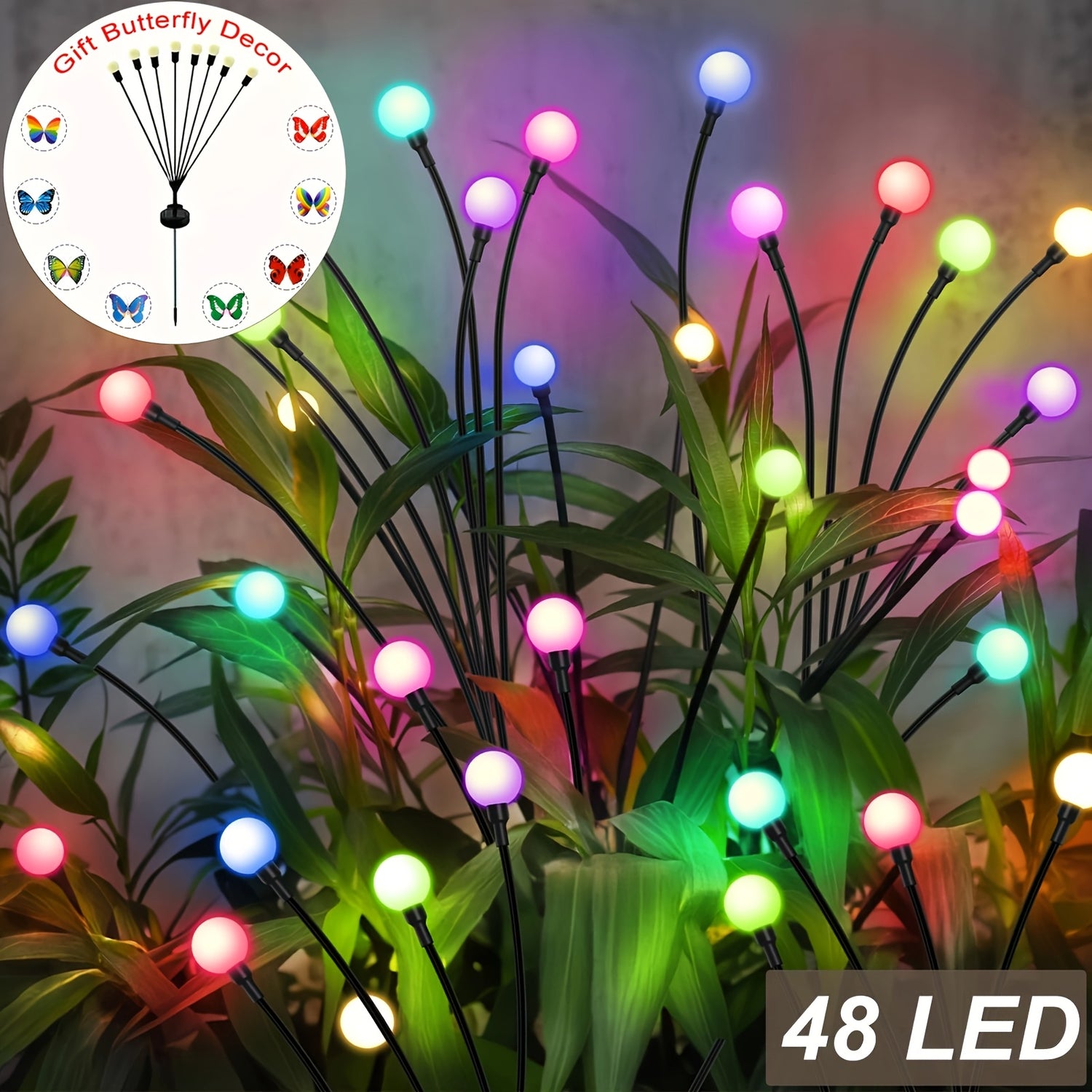6-Pack 48 LED Solar Garden Lights, Solar Swaying Light