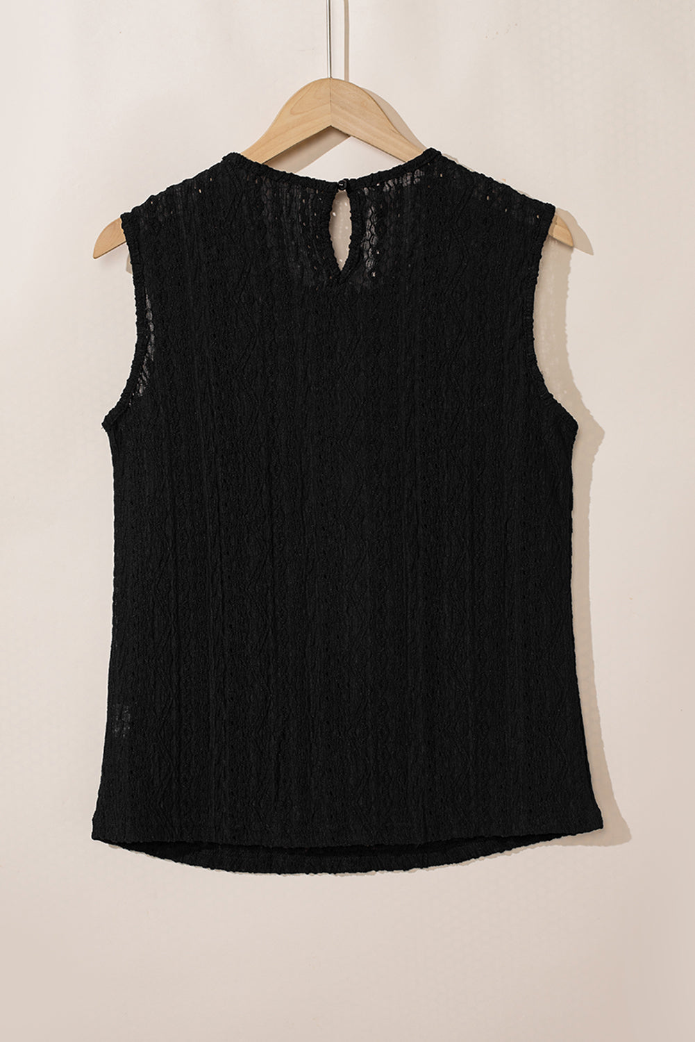 Elegant Black Crochet Lace Keyhole Back Tank Top