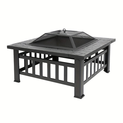 38in Round Wrought Iron with Grill Pan Wood Burning Fire Pit