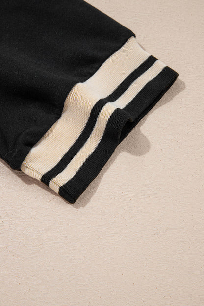 Black Striped Webbing Trim Preppy Polo Tee Dress