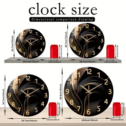 Modern Abstract Geometric Wall Clock, Silent Japanese Quartz Movement, Round Wood Frame, Fantasy Themed Artistic Decor