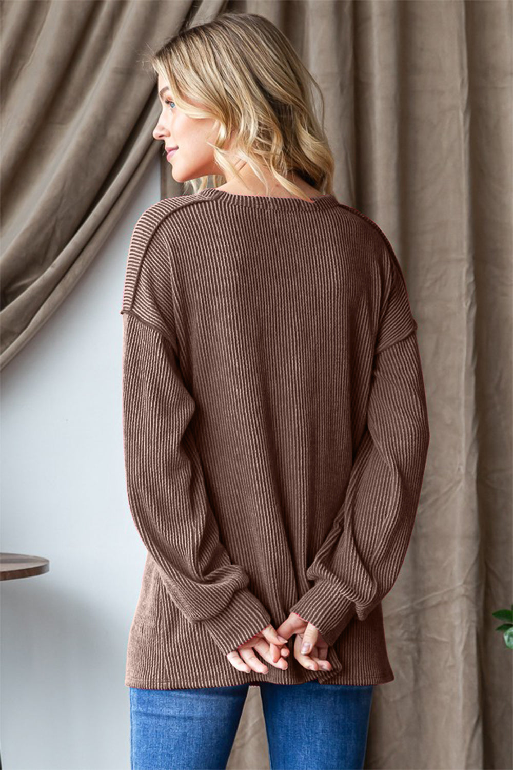 The Ribbed Exposed Seam Long Sleeve T-Shirt