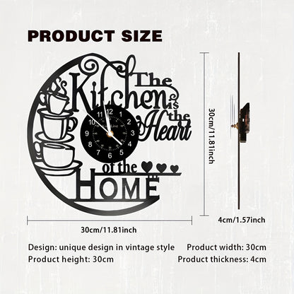1 Black Vinyl Record Clock Wall Decoration Art Decoration, Coffee Cup Design Clock, Silent Decoration Kitchen Decoration