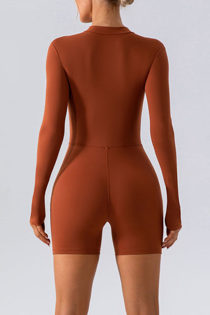 Long Sleeve Active Half Zip Romper