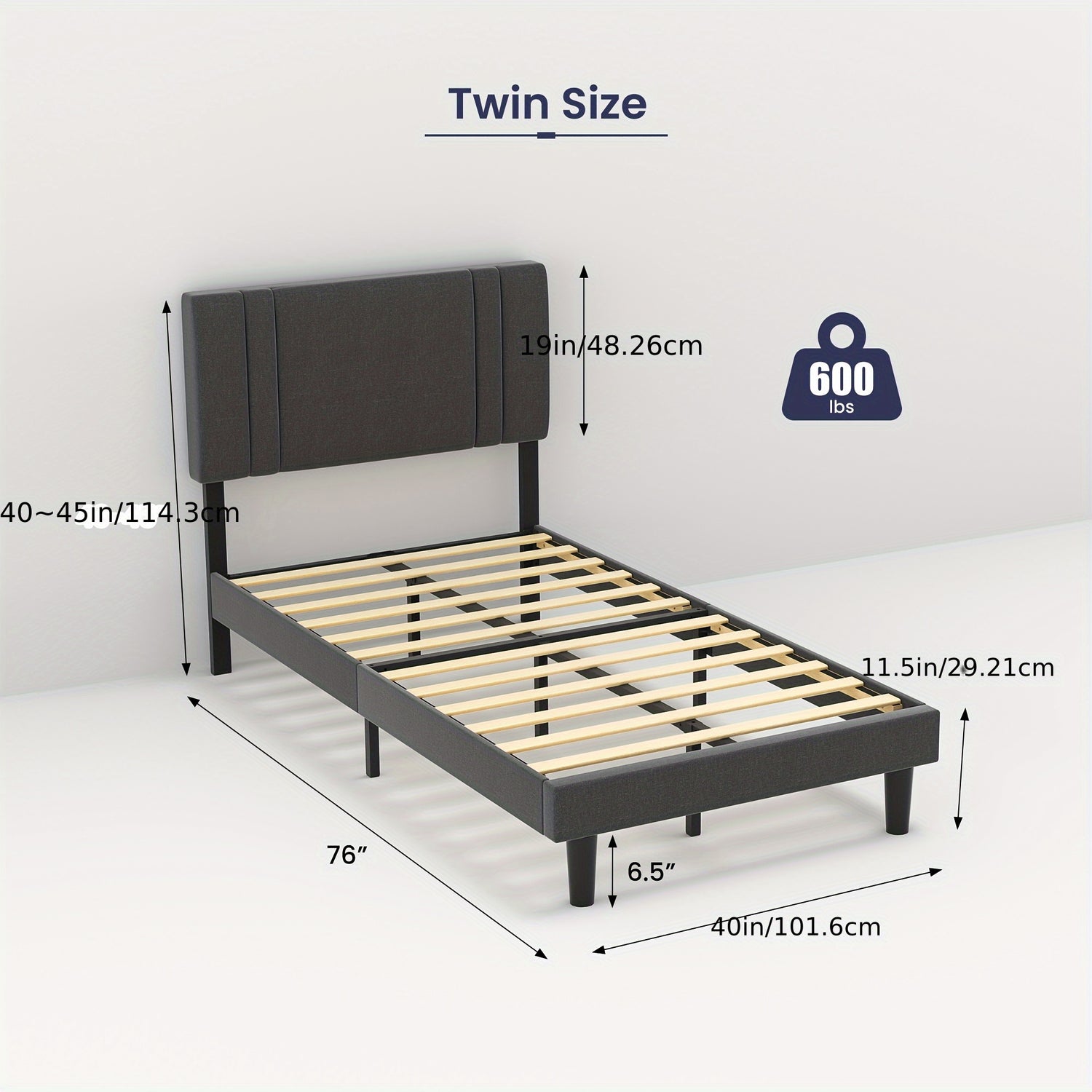 Platform Bed Frame With Adjustable Headboard, Heavy Duty Metal Frame And Wooden Slats Support