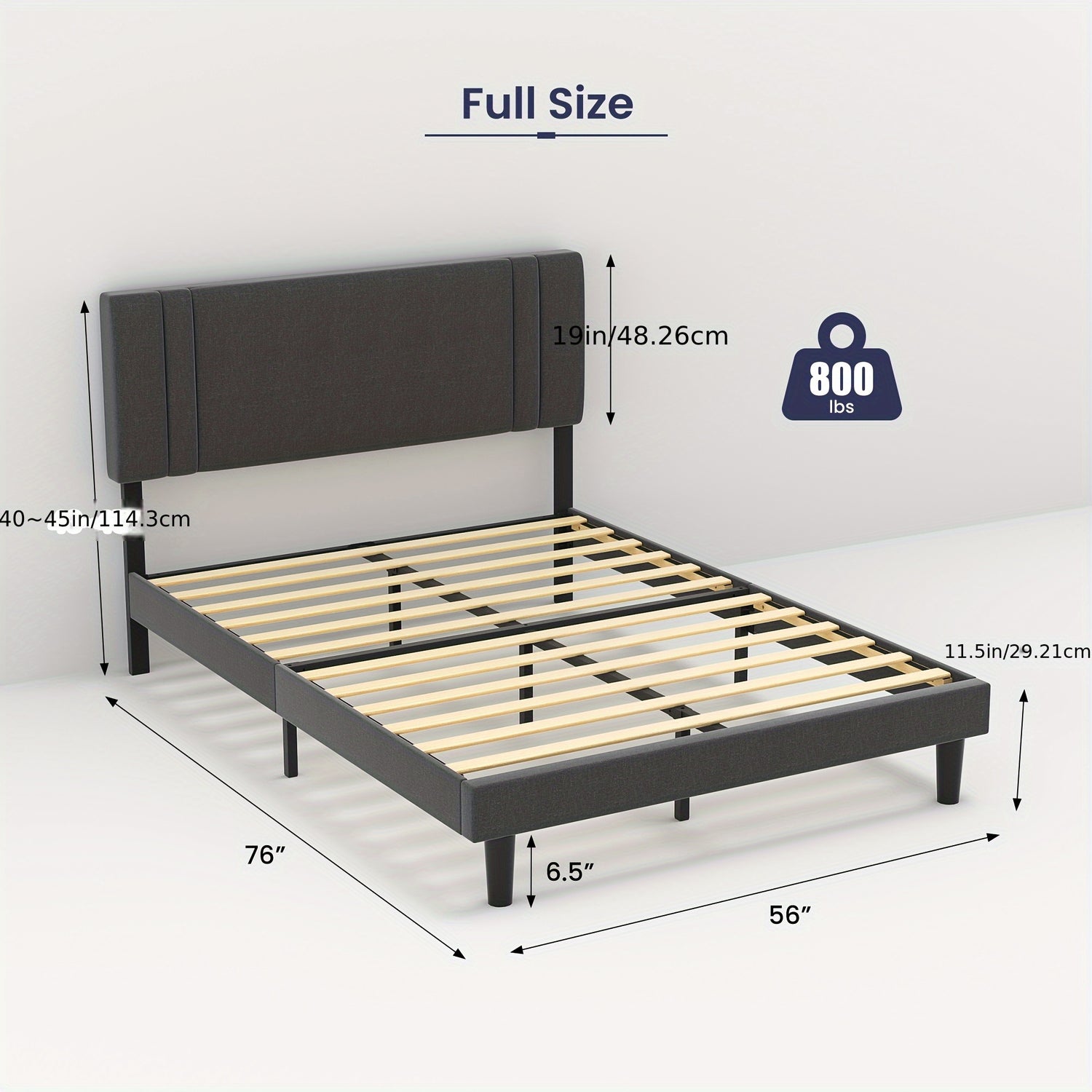 Platform Bed Frame With Adjustable Headboard, Heavy Duty Metal Frame And Wooden Slats Support