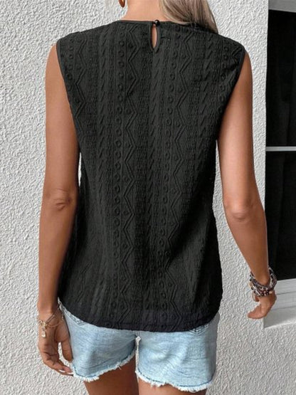 Sleeveless Top with Lace and Eyelets